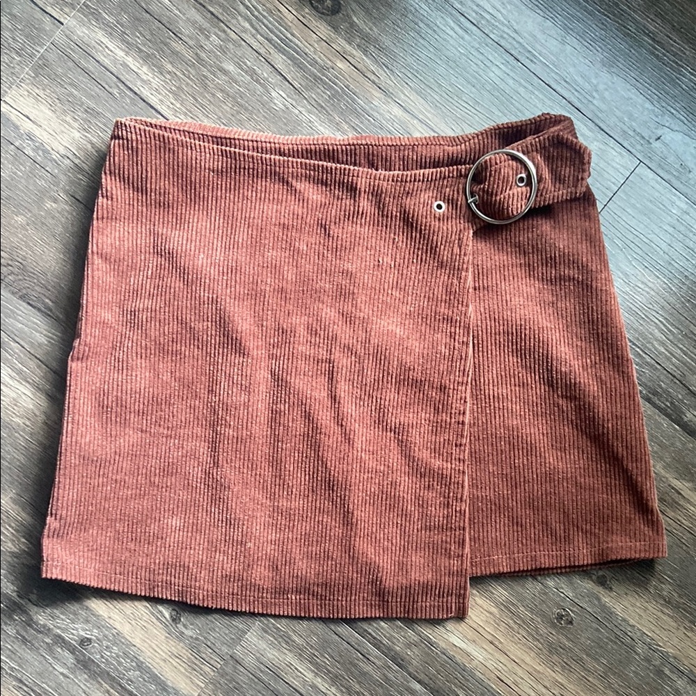 Corduroy Wrap Skirt in Rust